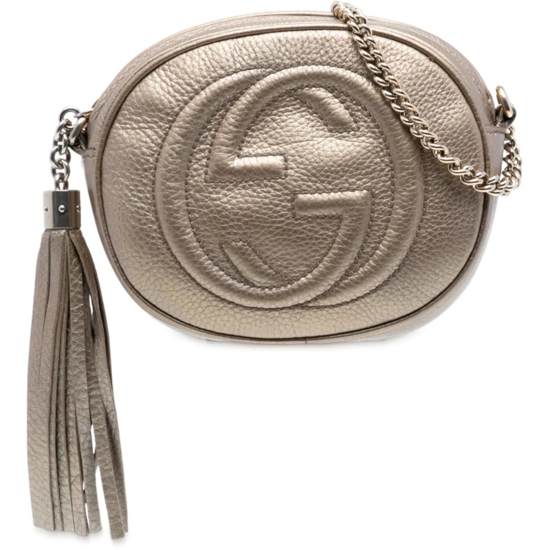 Gucci Sac à bandoulière Mini Metallic Pebbled Calfskin Soho Chain Crossbod gold