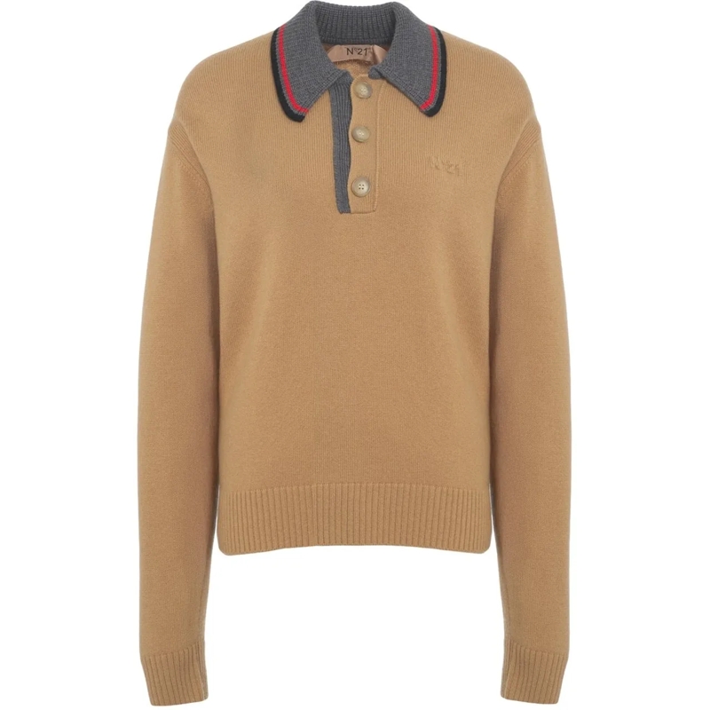 N°21  Knit Polo Sweater beige