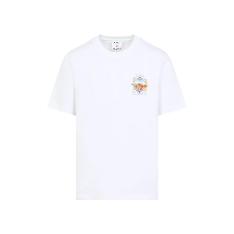 Casablanca T-shirt Graphic Print Relaxed-Fit T-Shirt In Organic Cotto White