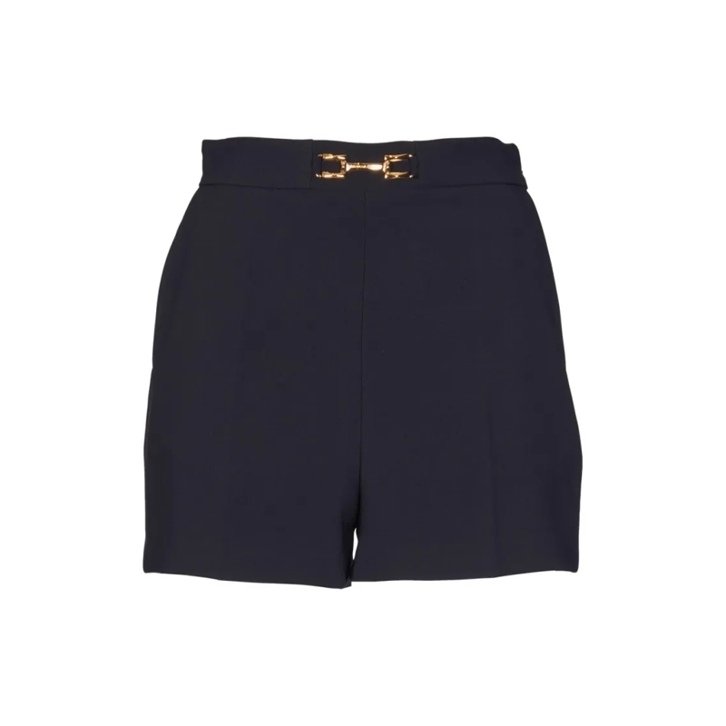 Elisabetta Franchi Short décontracté High-Waist Tailored Shorts With Gold Buckle Black