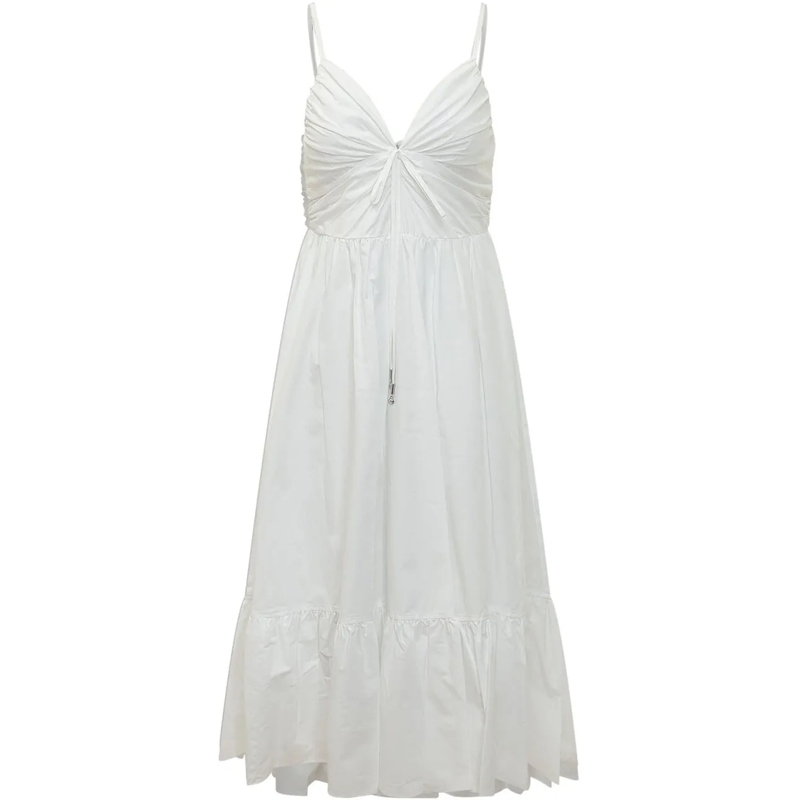 MICHAEL Michael Kors Maxikleid Abito Midi con Scollo a V e Coulisse weiß