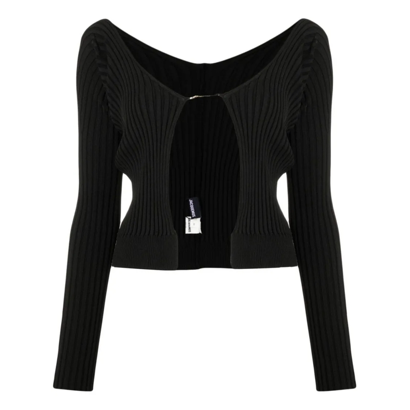 Jacquemus Vest Ribbed Knit Cardigan Black