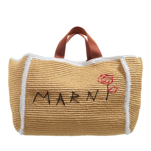 Marni Boodschappentas Shopping Bag Medium Natural/White/Rust