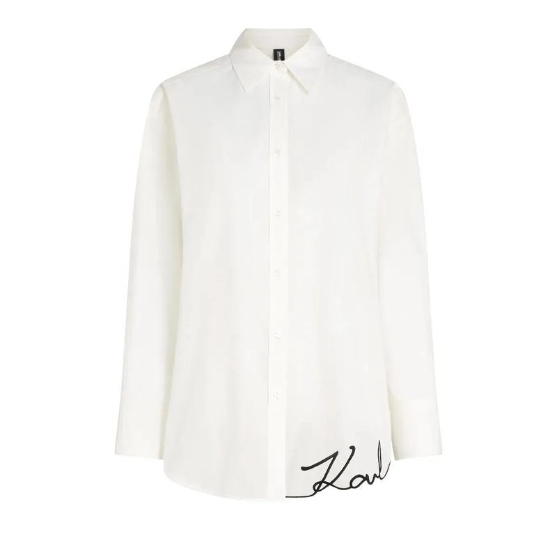 Karl Lagerfeld  Oversized-Signature-Strandhemd Top creme