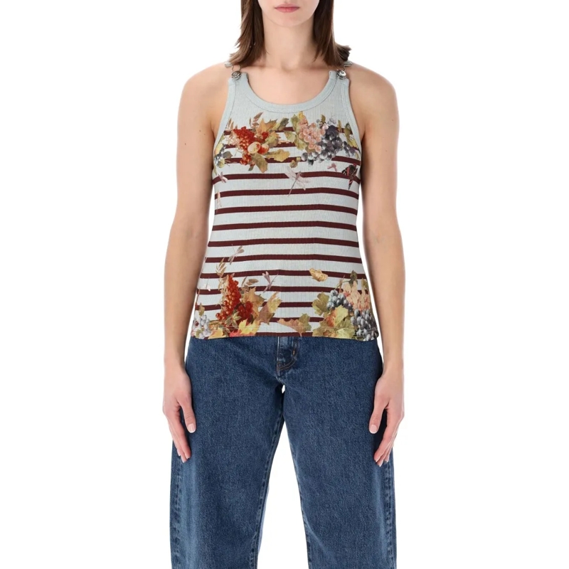 Jean Paul Gaultier Bluse Marinière Grape Rib Tank Top Grey