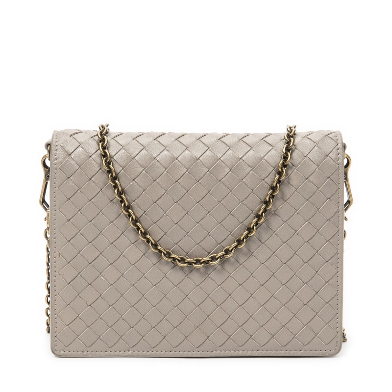 Bottega Veneta Crossbody Bag Flap Wallet on Chain grau