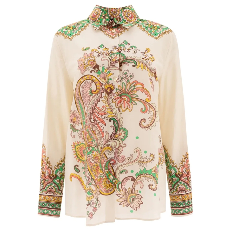 Etro Overhemd Classic Collar Shirt With Paisley Print Neutrals