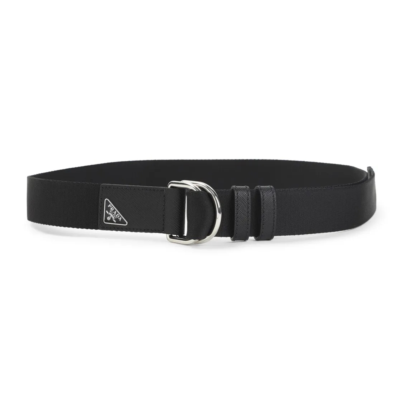 Prada Gürtel Wide Strap Black Belt With Double D-Ring Buckle Black