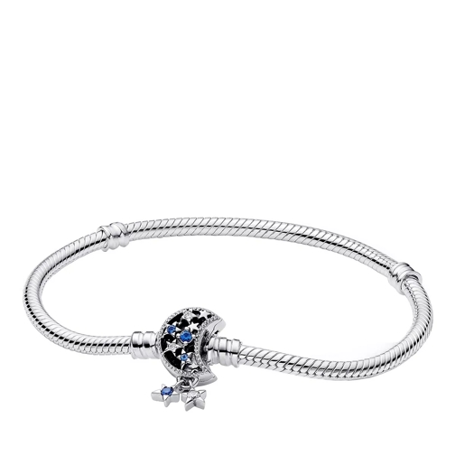 Pandora Snake chain sterling silver bracelet with moon cla Blue Bracelet