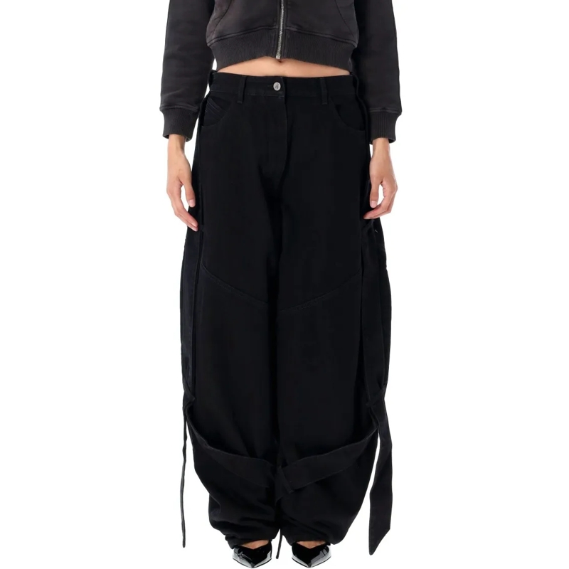 The Attico Jeans Long Denim Pants Black