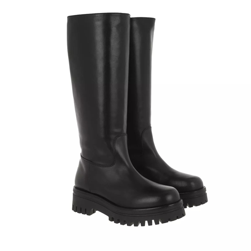 Toral High Leather Boot With Track Sole Black Stiefel