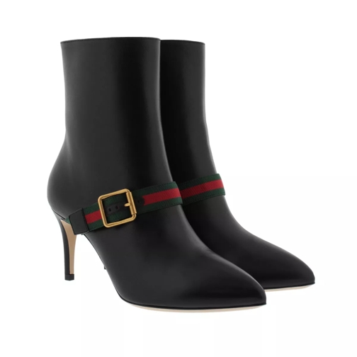 Gucci Ankle Boots Smooth Black Leather Black Stiefelette