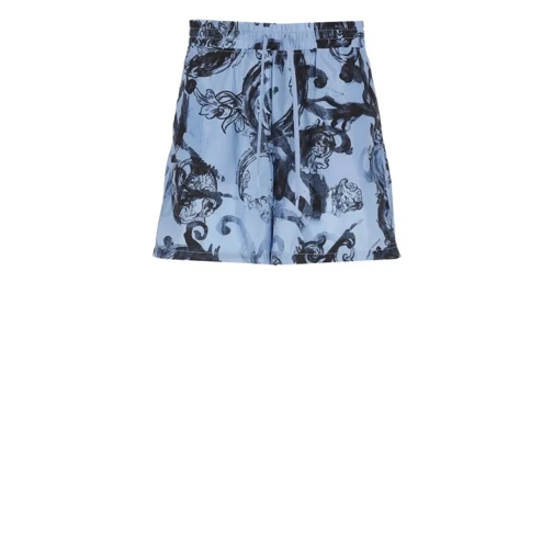 Versace Jeans Couture Swim Trunks With Watercolor Print Blue 