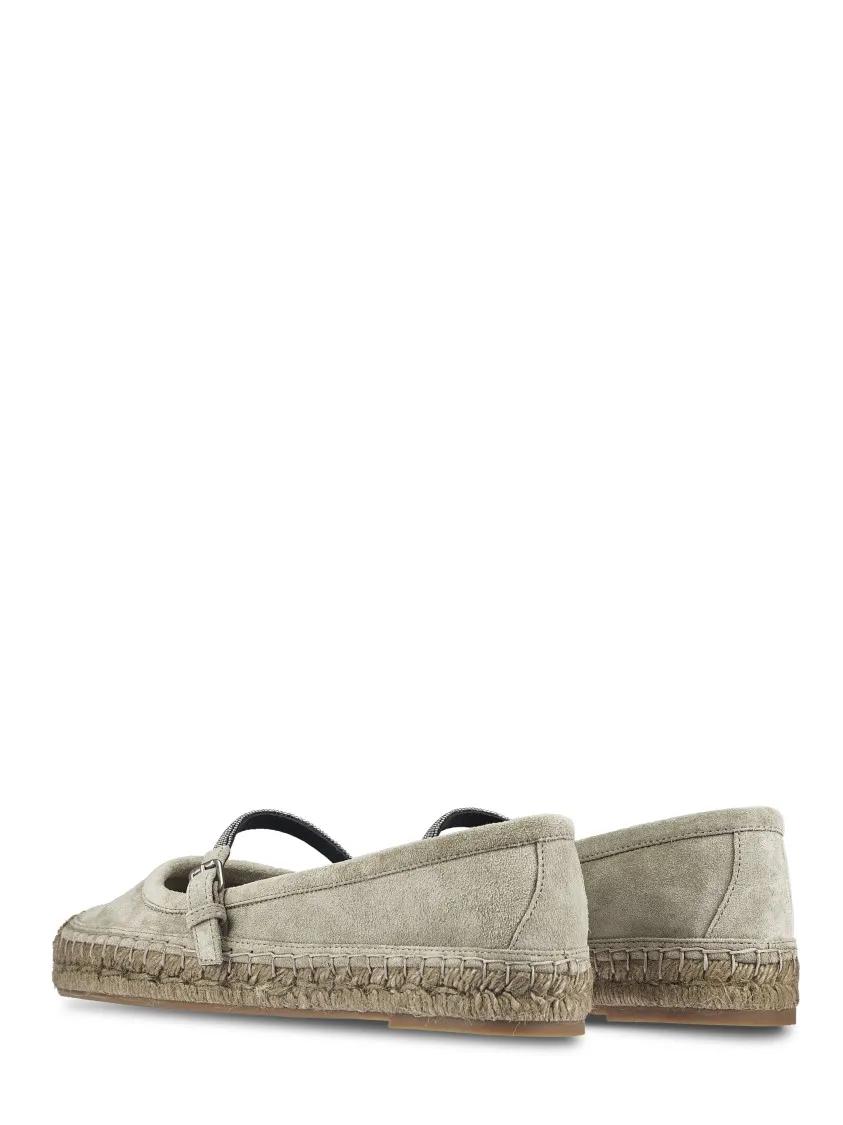 Thumbnail - Brunello Cucinelli Low-Top Sneaker - Soft Suede Sneakers With Espadrille-Style Sole - Gr. 41 (EU) - in Grau - für Damen
