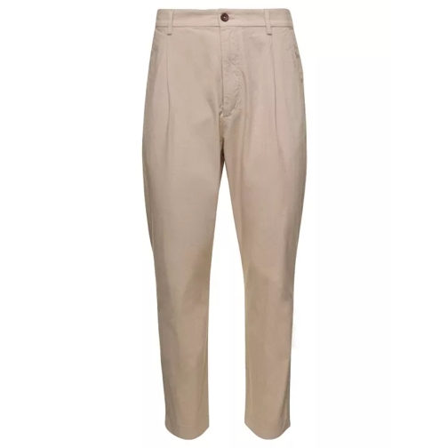 Pence 1979 Beige Pants With Button Fastening In Cotton Neutrals Kostymbyxor