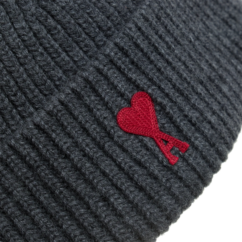 AMI Paris Wollmütze Beanie mit Logo aus Schurwolle Grau(Image 6)