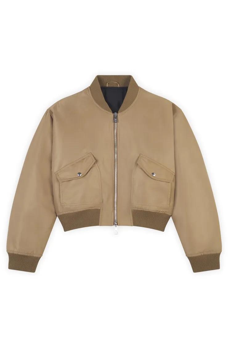 Thumbnail - Maison Kitsune - Classic Cut Nylon Bomber Jacket - Größe L - beige