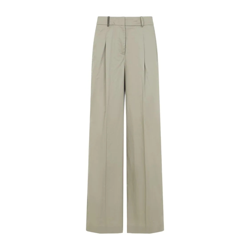 Peserico  High-Waisted Wide-Leg Trousers With Pleats Green
