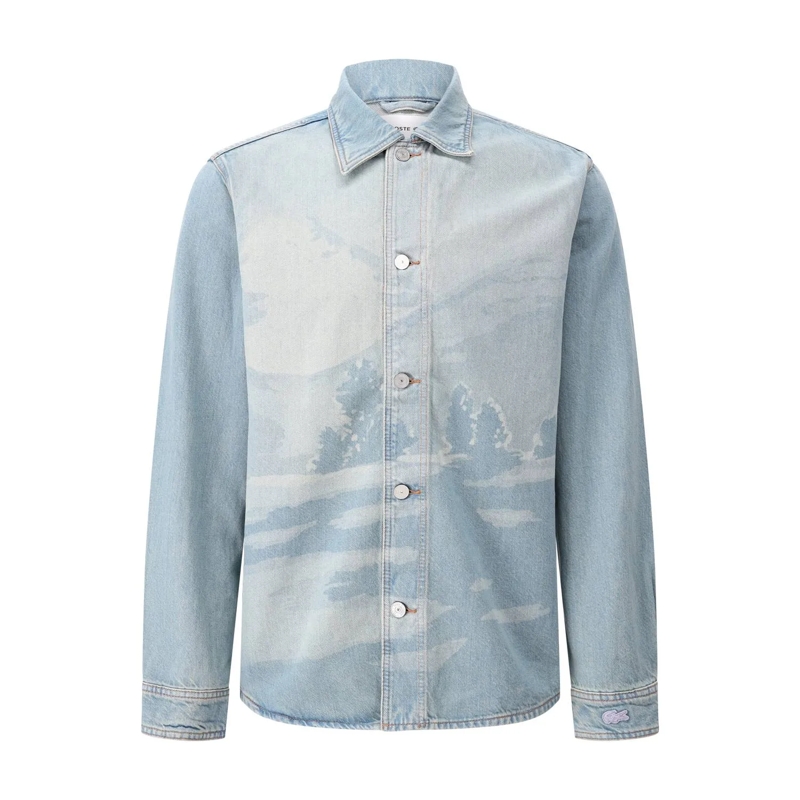 Lacoste Chemise Freizeithemd aus Denim Hellblau
