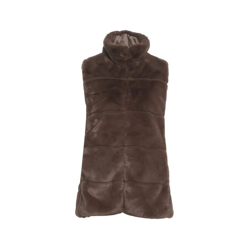 Save the Duck Jas in omgekeerd lam Faux Fur Waistcoat With High Collar And Plumtech P Grey