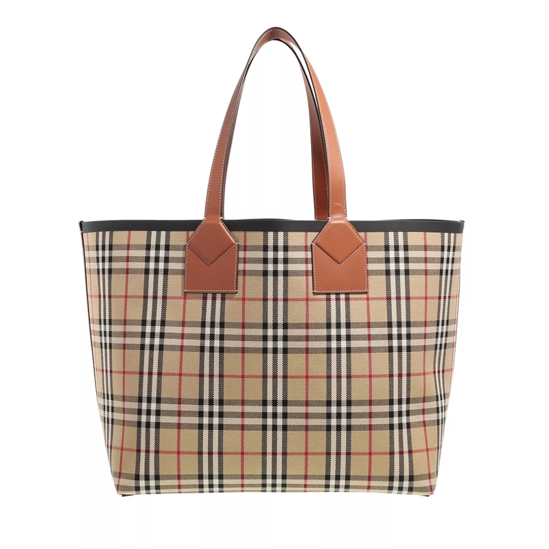 Burberry Shopper Large London Tote Bag Briar Beige/Black