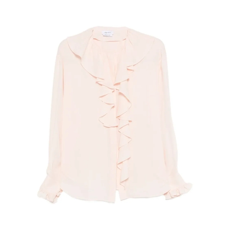 Alexander McQueen Blouse Soft Silk Blouse With Cascading Ruffles Neutrals
