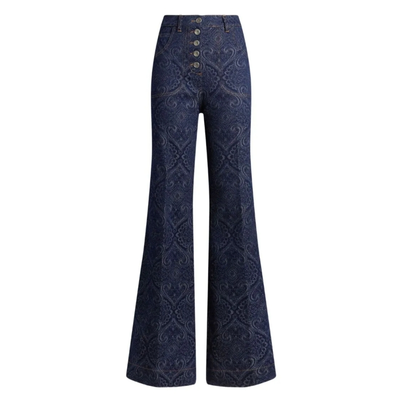 Etro Jeans Flared Blue Washed Stretch Jeans Blue