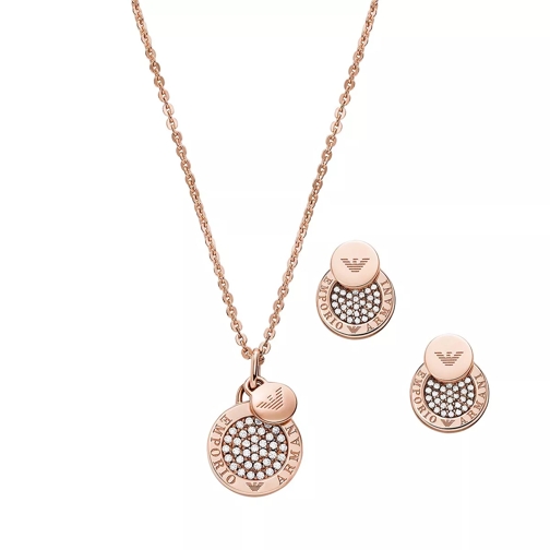 Emporio Armani Sterling Silver Earring and Necklace Gift Set Rose Gold Orecchini a bottone