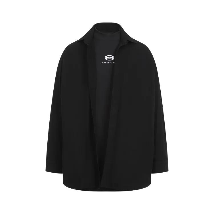 Balenciaga - Black Cotton Long Sleeves Layered Shirt - Größe 2 - schwarz