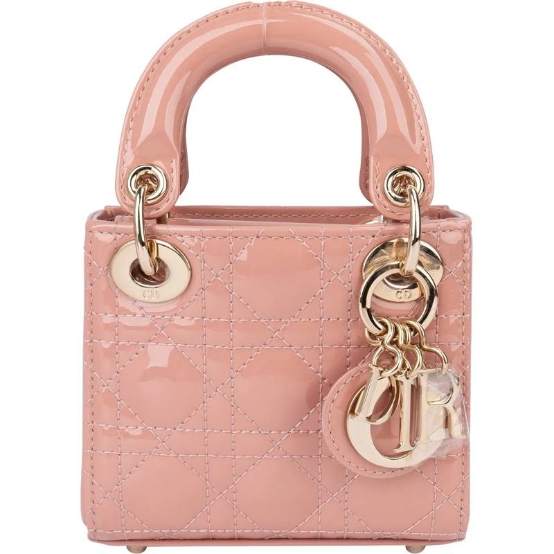 Christian Dior Schultertasche Christian Dior Quilted Patent Leather Micro Lady D rose