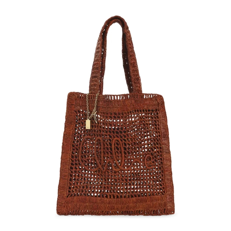 Chloé Fourre-tout Clay Brown Raffia Summer Banana Tote Bag Brown