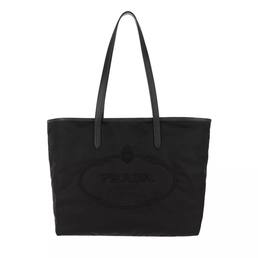 Prada Logo Tote Nylon Black Shopping Bag