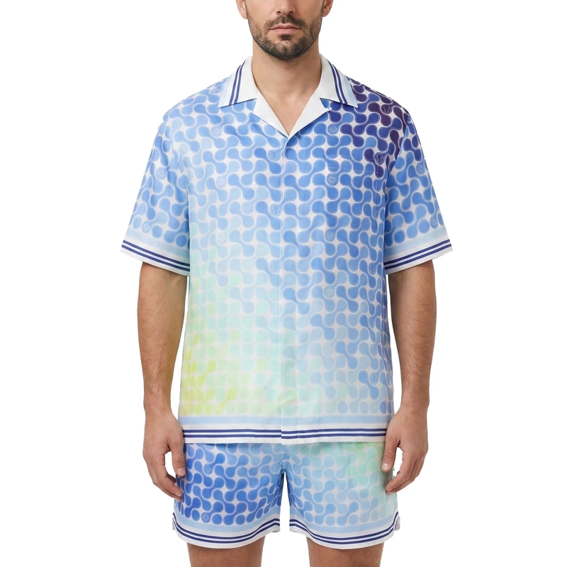 Casablanca Hemd Kurzarmhemd aus Seide blau(Image 2)