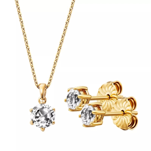 BELORO Set Necklace And Earring White Topaz  Gold-Plated Oorsteker