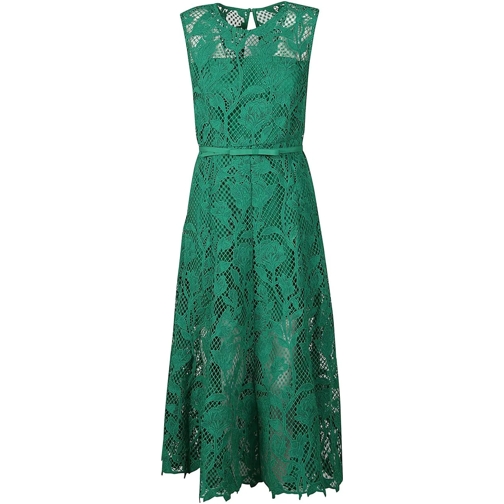 Self Portrait Midi Jurken Lace Sleeveless Midi Dress Green grün