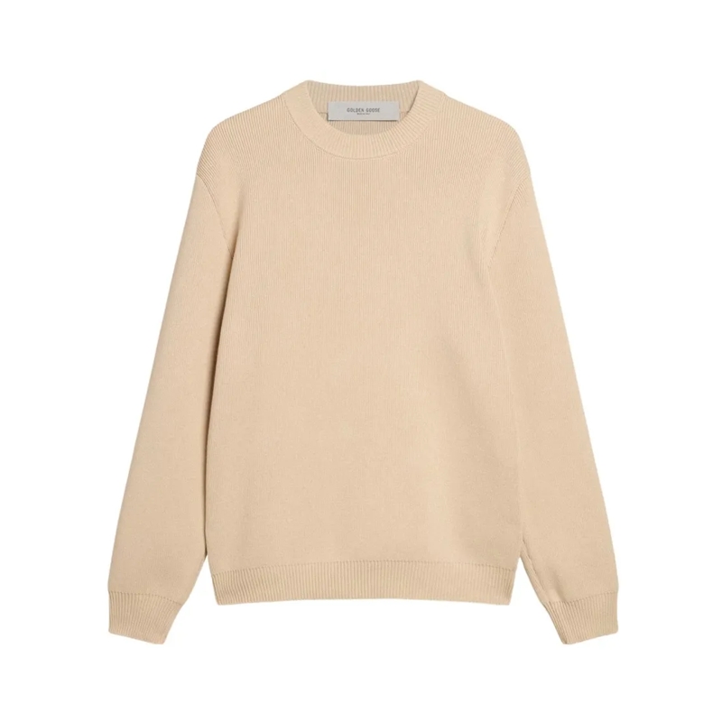Golden Goose Pull Beige Knit Crew Neck Sweater Neutrals
