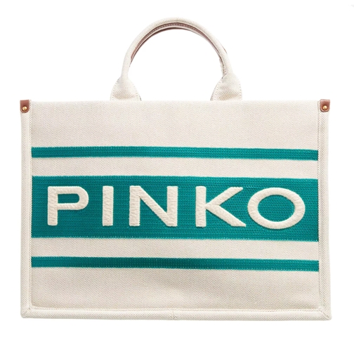 Pinko Shopper  Ecru/Turchese Antique Gold Shopping Bag