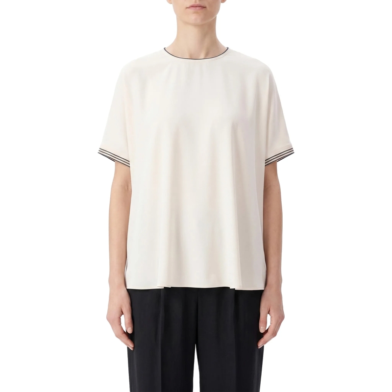 Fabiana Filippi T-shirt Blusenshirt aus Seiden-Mix weiß(Image 2)