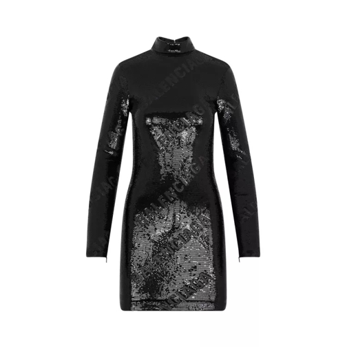 Balenciaga Turtleneck Black Mat Polyamide Dress Black 