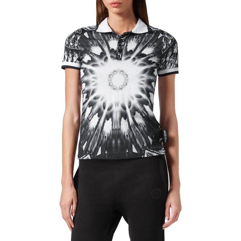 Plein Sport Top Poloshirt Optical Flower schwarz(Image 3)