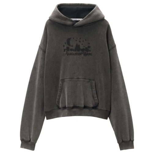 Alexander Wang Logo-Jacquard Cotton Hoodie Grey Chemises