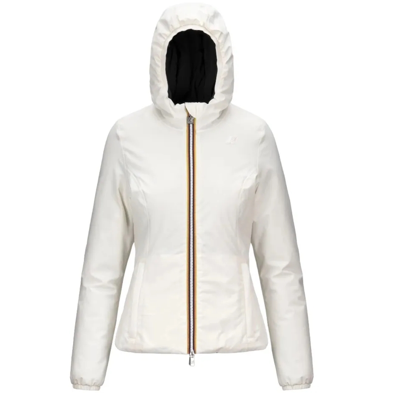 K-Way  Reversible Windproof Jacket With Adjustable Hood White