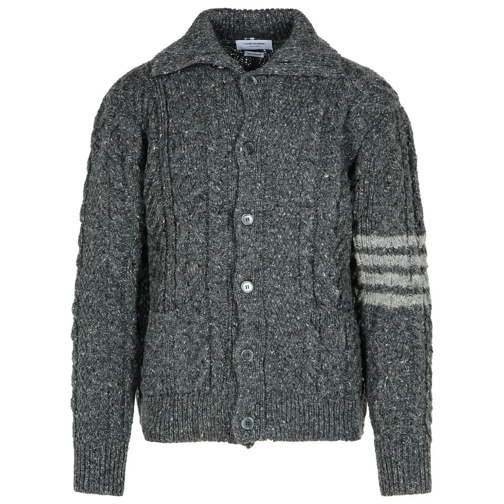 Thom Browne Vest 4-Bar' Grey Wool Blend Cardigan Grey