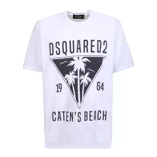 Dsquared2 White Caten's Beach T-Shirt Neutrals T-Shirts