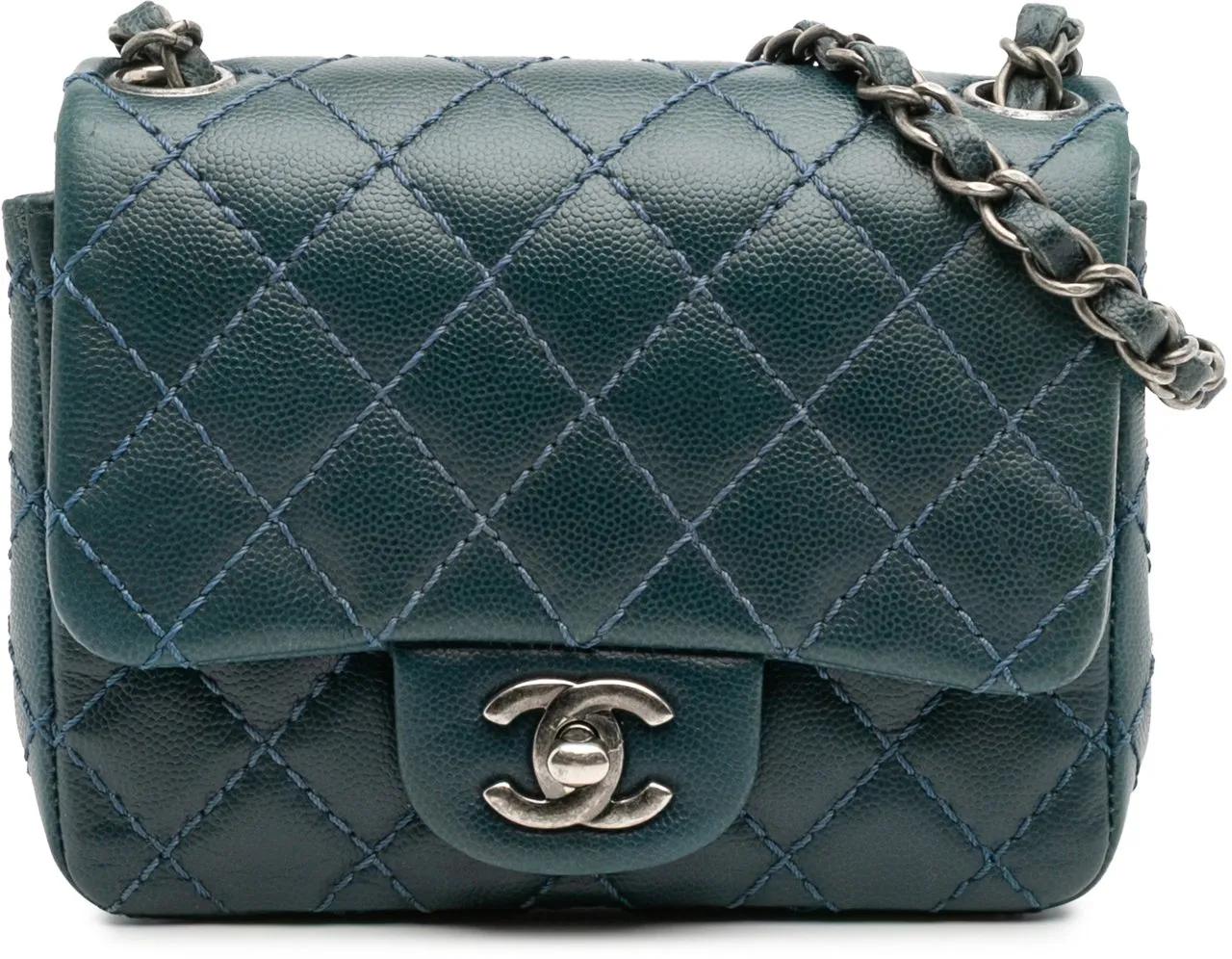 Chanel Hobo Bags - Mini Square Classic Caviar Single Flap - Gr. unisize - in Blau - für Damen