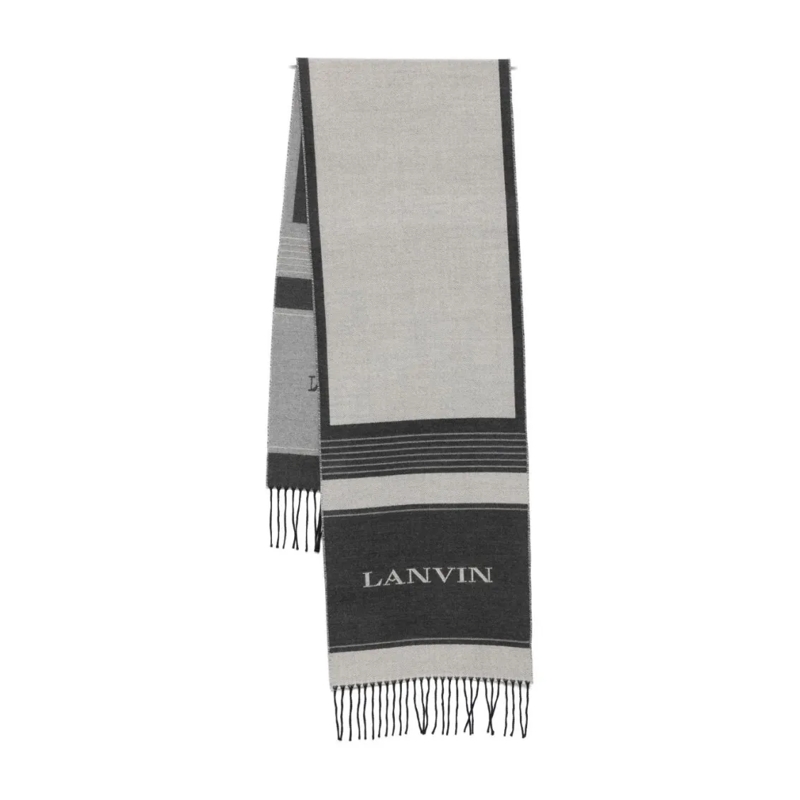 Lanvin Leichter Schal Two-Tone Grey Silk And Nylon Scarf White