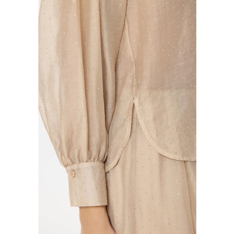 Luisa Cerano Top Hemdbluse mit Glitzersteinen soft camel(Image 4)