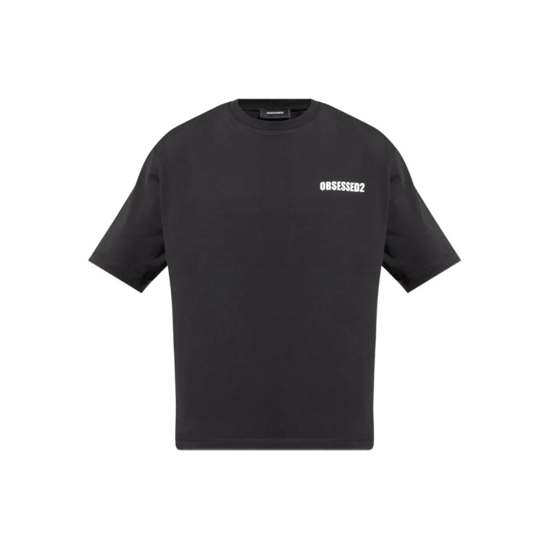 Dsquared2 T-shirt Black And White Print Cotton T-Shirt Black