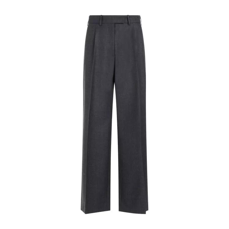 The Row - Roan Charcoal Melange Wool Pants - Größe S - schwarz