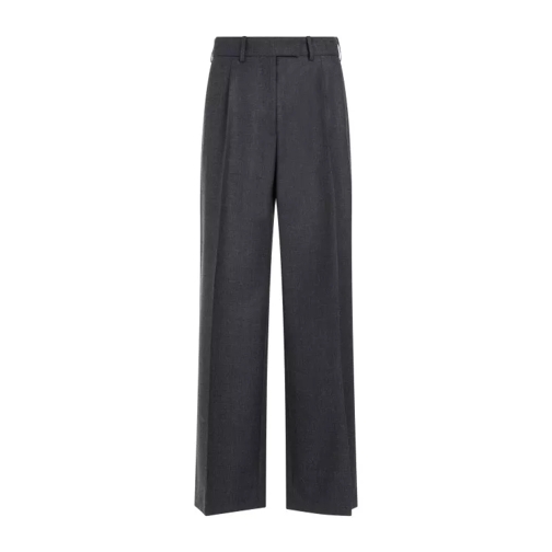 The Row Roan Charcoal Melange Wool Pants Black 